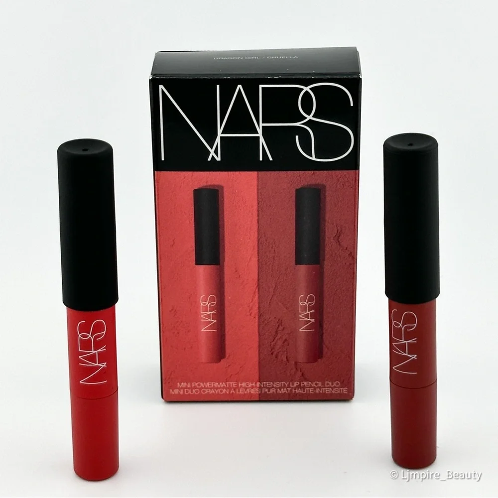 🆕 NARS Mini Powermatte Lip Pencil Duo in Shades: Dragon Girl & Cruella NIB